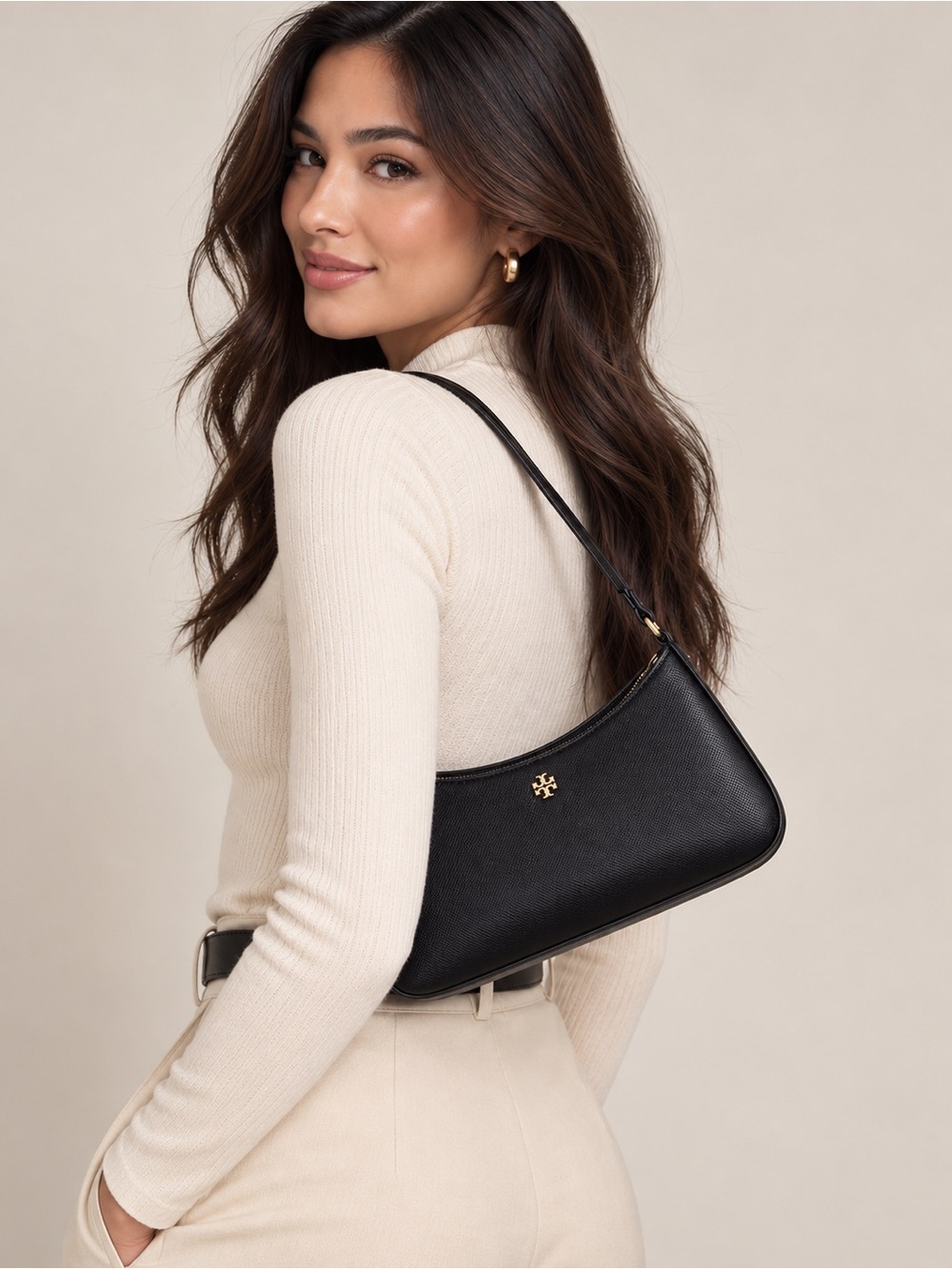 Tory Burch Emerson Black Saffiano Leather Shoulder Bag NWT Style 171577